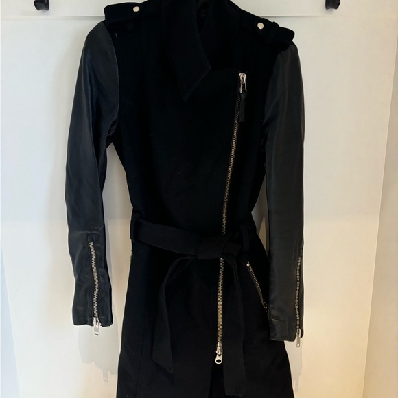 Mackage Leather & Wool Trench Coat - Picture 6 of 6